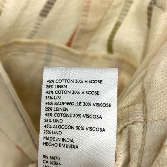 Free People Soft Spirit Trousers Womens Sz 6 Beige Sand Combo Cotton Linen Blend - Picture 7 of 7